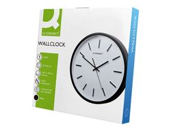 Reloj q-connect de pared de plastico redondo 34,4 cm movimiento silencioso color negro