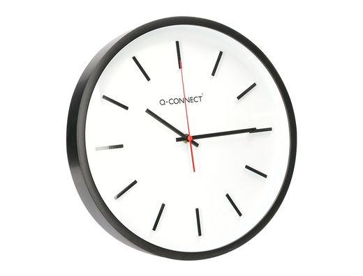 Reloj q-connect de pared de plastico redondo 34,4 cm movimiento silencioso color negro