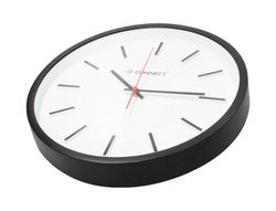 Reloj q-connect de pared de plastico redondo 34,4 cm movimiento silencioso color negro