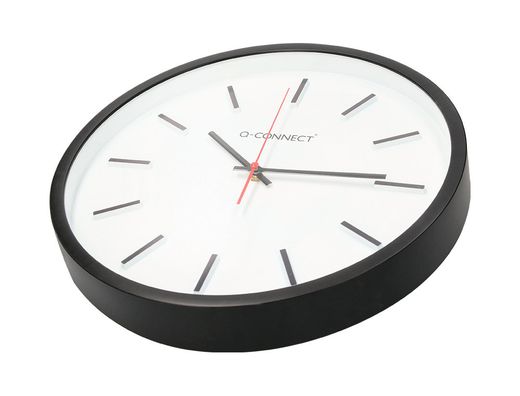 Reloj q-connect de pared de plastico redondo 34,4 cm movimiento silencioso color negro