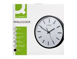 Reloj q-connect de pared de plastico redondo 34,4 cm movimiento silencioso color negro