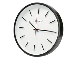Reloj q-connect de pared de plastico redondo 34,4 cm movimiento silencioso color negro
