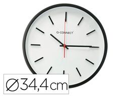 Reloj q-connect de pared de plastico redondo 34,4 cm movimiento silencioso color negro