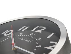 Reloj q-connect de pared metalico redondo 25 cm movimiento silencioso color negro con esfera cromado