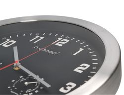 Reloj q-connect de pared metalico redondo 35,5 cm movimiento silencioso color cromado con esfera negra
