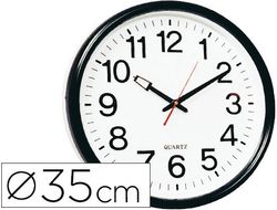 Reloj Q-Connect de Pared Plastico Bs-Oficina Redondo 35 cm -Marco Negro