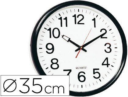 Reloj Q-Connect de Pared Plastico Bs-Oficina Redondo 35 cm -Marco Negro