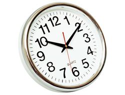 Reloj Q-Connect de Pared Plastico Oficina Redondo 28 cm Marco Cromado