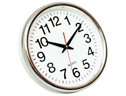 Reloj Q-Connect de Pared Plastico Oficina Redondo 28 cm Marco Cromado