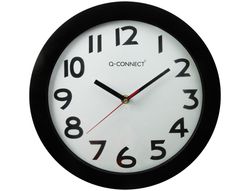 Reloj Q-Connect de Pared Plastico Oficina Redondo 28 cm Marco Negro