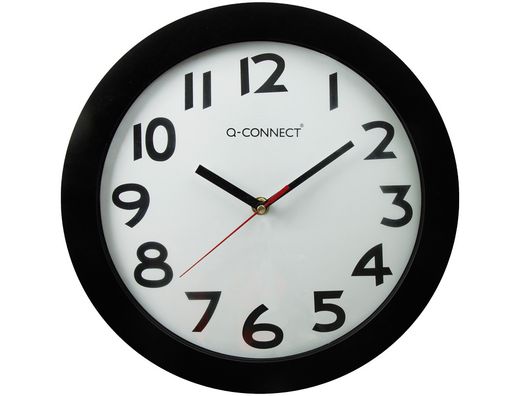 Reloj Q-Connect de Pared Plastico Oficina Redondo 28 cm Marco Negro