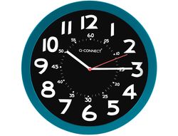 Reloj q-connect de pared plastico oficina redondo 30 cm color azul y esfera color negro