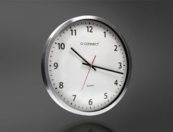 Reloj q-connect de pared plastico oficina redondo 50 cm marco cromado