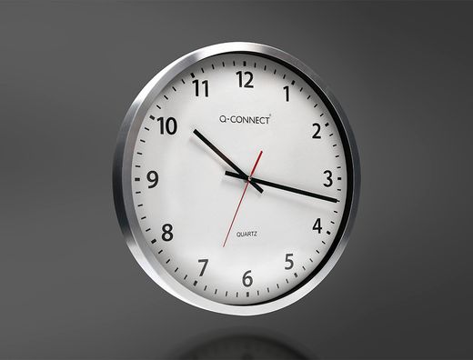 Reloj q-connect de pared plastico oficina redondo 50 cm marco cromado