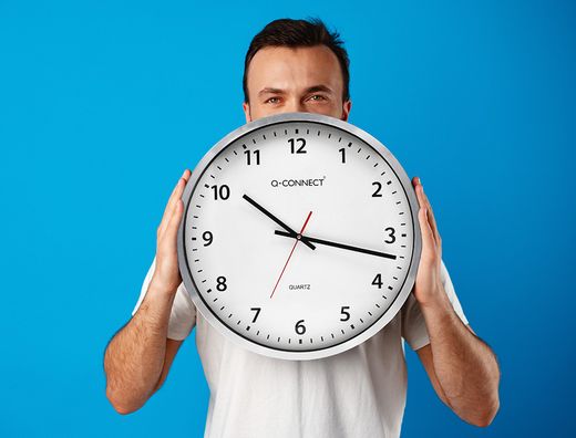Reloj q-connect de pared plastico oficina redondo 50 cm marco cromado