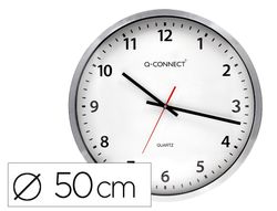 Reloj q-connect de pared plastico oficina redondo 50 cm marco cromado