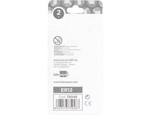 Repuesto Goma Liderpapel Triangular con Sacapuntas Blister de 2 Unidades