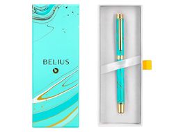 Roller belius aqua aluminio color turquesa y dorado tinta negra caja de diseño