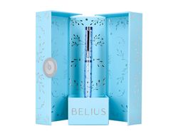 Roller belius bella aluminio color azul celeste diseńo plateado relieve tinta color negro caja de diseńo