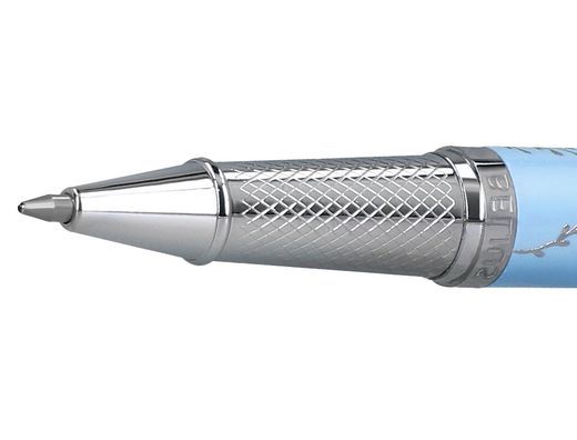 Roller belius bella aluminio color azul celeste diseńo plateado relieve tinta color negro caja de diseńo