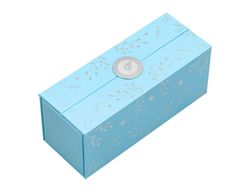 Roller belius bella aluminio color azul celeste diseńo plateado relieve tinta color negro caja de diseńo