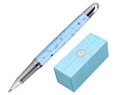 Roller belius bella aluminio color azul celeste diseńo plateado relieve tinta color negro caja de diseńo
