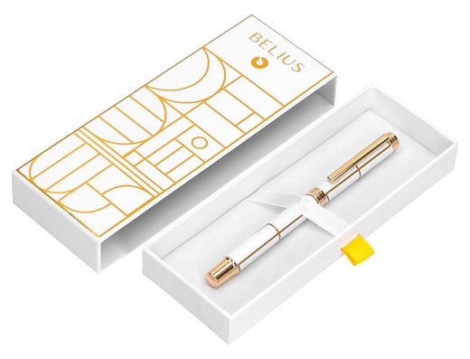 Roller belius carte blanche color blanco y dorado tinta negra caja de diseño