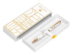 Roller belius carte blanche color blanco y dorado tinta negra caja de diseño
