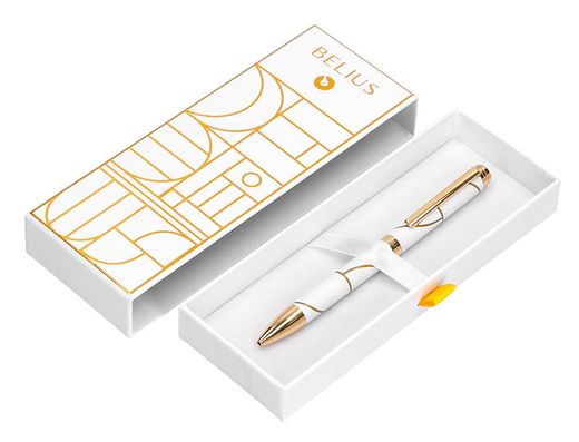 Roller belius carte blanche color blanco y dorado tinta negra caja de diseño
