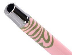 Roller belius ink dreams aluminio color rosa y verde matcha plateado frase interior tinta negra caja de diseño