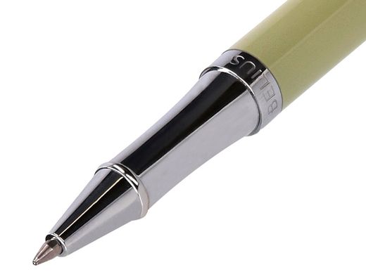 Roller belius ink dreams aluminio color verde matcha y rosa plateado frase interior tinta negra caja de diseño