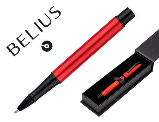 Roller belius turbo aluminio color rojo y negro tinta azul caja de diseño