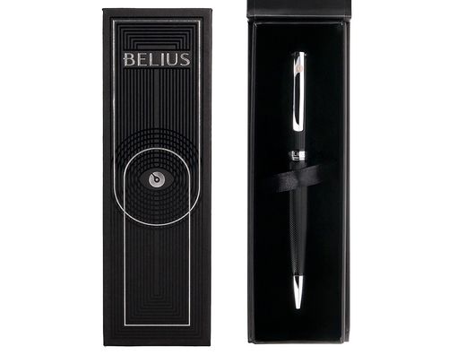 Roller belius turbo aluminio textura punteada color negro y plateado tinta azul caja de diseño