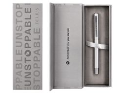 Roller belius unstoppable color plateado tinta negra caja de diseño