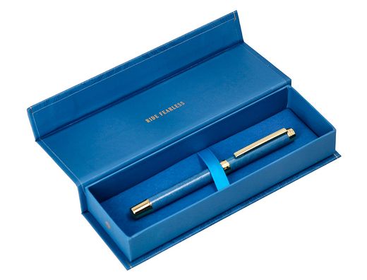 Roller belius wild west aluminio color azul marino dorado tinta color negro caja de diseńo