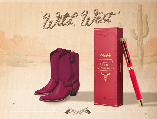 Roller belius wild west aluminio color granate dorado tinta color negro caja de diseńo