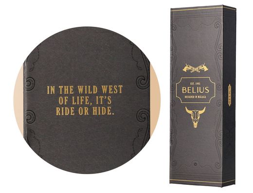 Roller belius wild west aluminio color negro dorado tinta color negro caja de diseńo