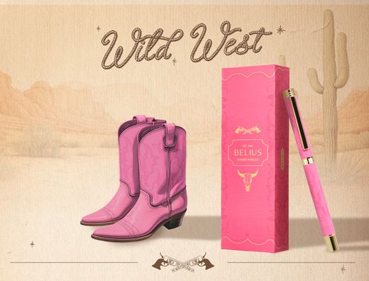 Roller belius wild west aluminio color rosa dorado tinta color negro caja de diseńo