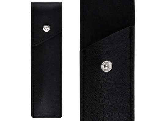 Roller y estuche belius turbo aluminio textura punteada negro plateado tinta azul caja de diseño