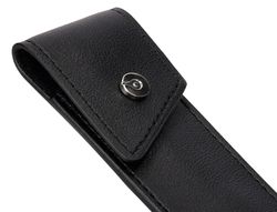 Roller y estuche belius turbo aluminio textura punteada negro plateado tinta azul caja de diseño