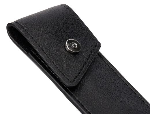 Roller y estuche belius turbo aluminio textura punteada negro plateado tinta azul caja de diseño