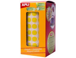 Rollo 59 hojas gomets brillantes redondos amarillos 20mm