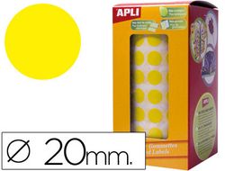 Rollo 59 hojas gomets brillantes redondos amarillos 20mm