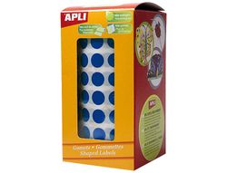 Rollo 59 hojas gomets brillantes redondos azules 10,5mm