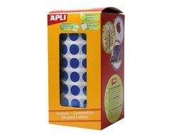 Rollo 59 hojas gomets brillantes redondos azules 20mm