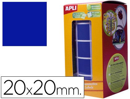 Rollo 59 hojas gomets cuadrados azules 20x20 mm Apli 4876