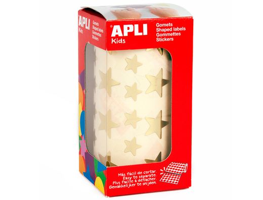 Rollo 59 hojas gomets estrellas doradas grandes y pequeñas Apli 11116