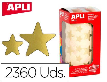 Rollo 59 hojas gomets estrellas doradas grandes y pequeñas Apli 11116