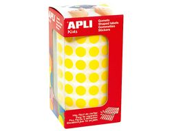 Rollo de pegatinas infantiles redondas amarillas