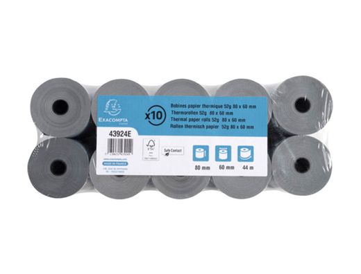 Rollo sumadora exacompta safe contact termico 80 mm x 60 mm 52 g/m2